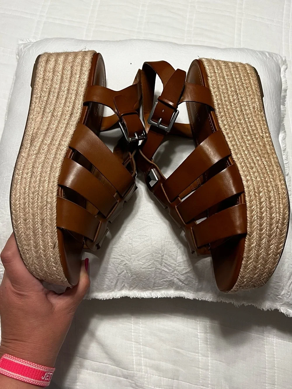 Marc Fisher Joven Espadrille Wedge Sandals in brown leather | Women’s 9.5